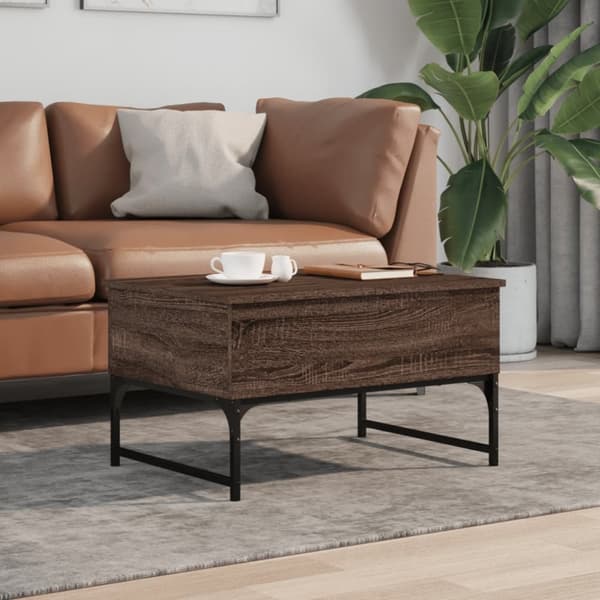 vidaXL Soffbord brun ek 70x50x40 cm konstruerat trä och metall