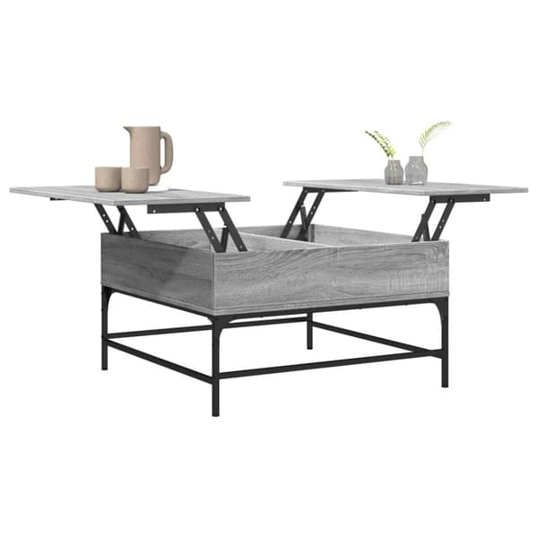 vidaXL Soffbord grå sonoma 80x80x45 cm konstruerat trä och metall