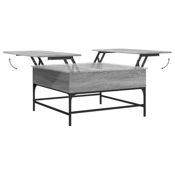 vidaXL Soffbord grå sonoma 80x80x45 cm konstruerat trä och metall