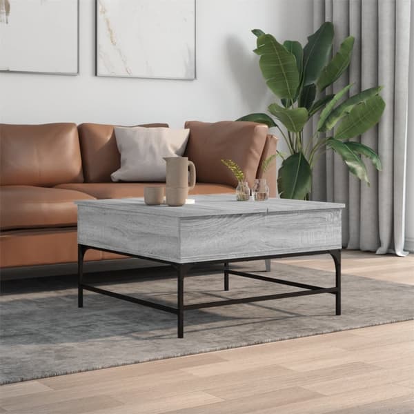 vidaXL Soffbord grå sonoma 80x80x45 cm konstruerat trä och metall