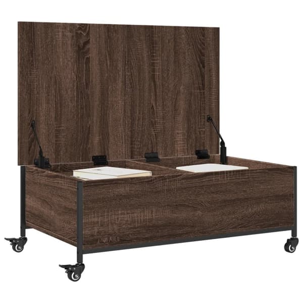 vidaXL Sohvapöytä pyörillä ruskea tammi 91x55x34 cm tekninen puu