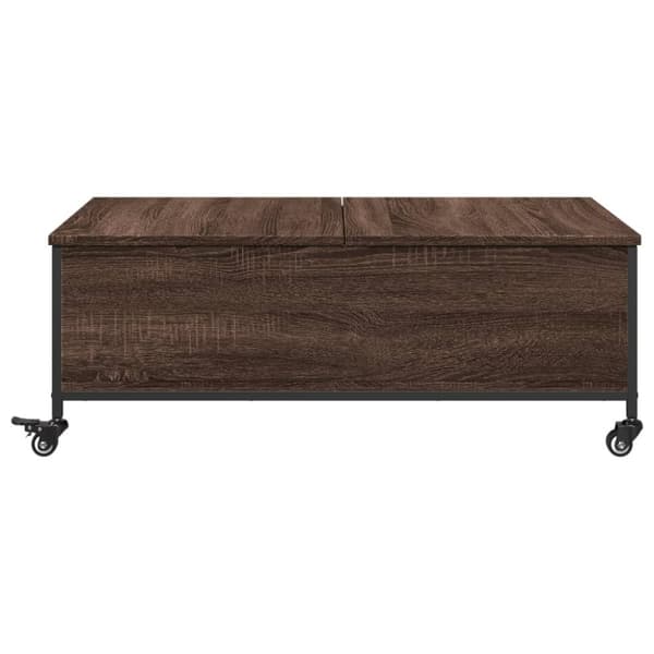 vidaXL Sohvapöytä pyörillä ruskea tammi 91x55x34 cm tekninen puu