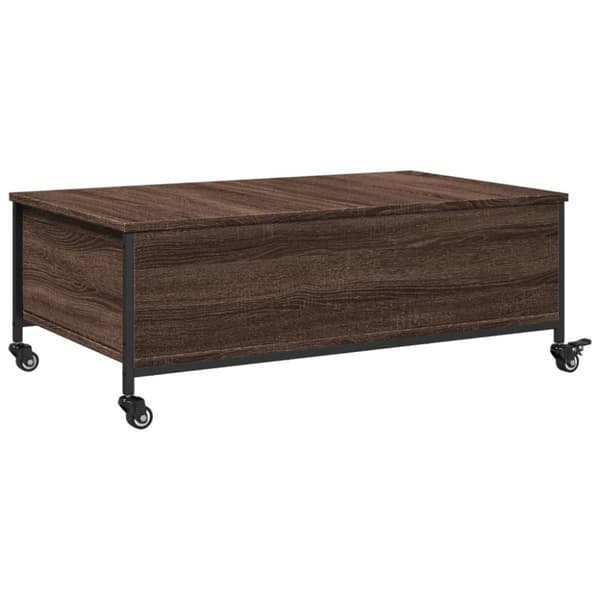 vidaXL Sohvapöytä pyörillä ruskea tammi 91x55x34 cm tekninen puu