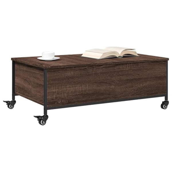vidaXL Salongbord med hjul brun eik 91x55x34 cm konstruert tre