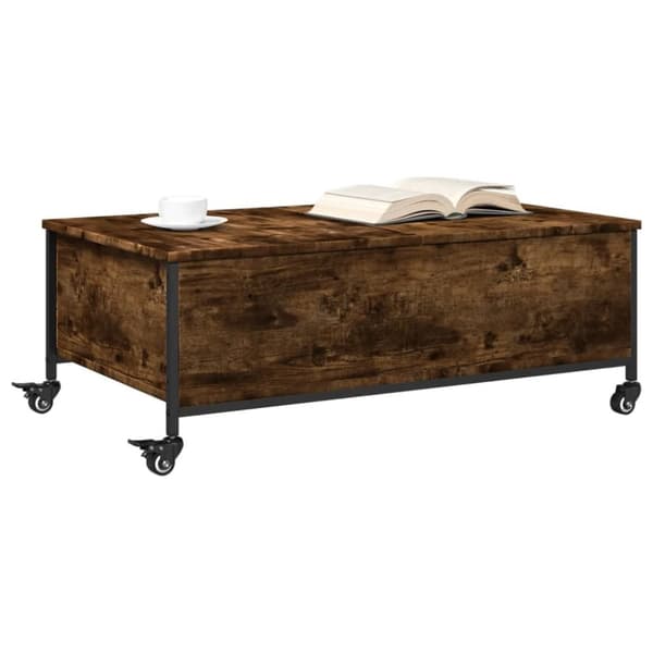 vidaXL Salongbord med hjul svart 91x55x34 cm konstruert tre