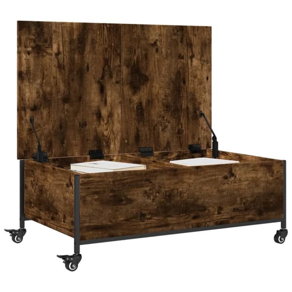 vidaXL Salongbord med hjul svart 91x55x34 cm konstruert tre