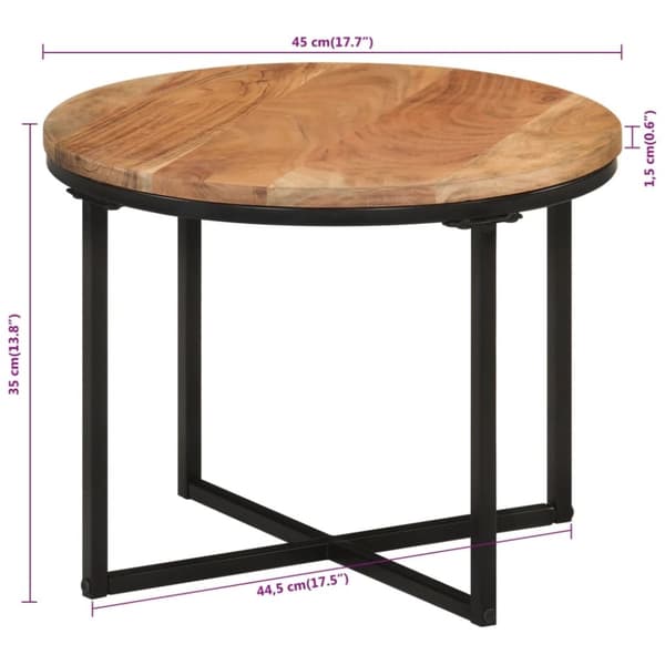 vidaXL sofabord 45x45x35 cm massivt akacietræ og jern