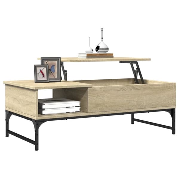 vidaXL Soffbord sonoma-ek 100x50x35 cm konstruerat trä och metall
