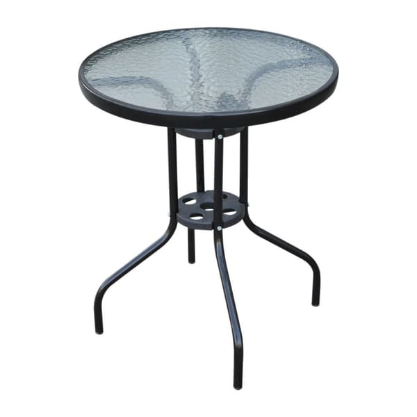 Rootz Garden Pöytä - Lasipöytä - Bistropöytä - Parvekepöytä - Musta - Metalli - Turvalasit - 60 x 70 cm