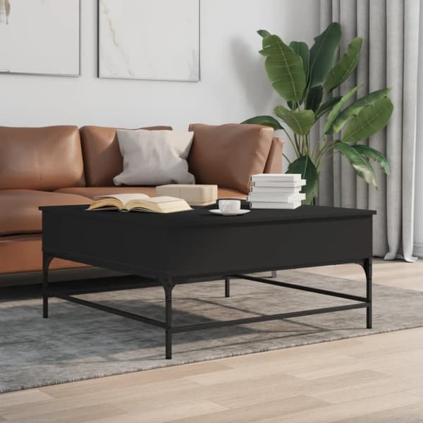 vidaXL Soffbord svart 95x95x45 cm konstruerat trä och metall