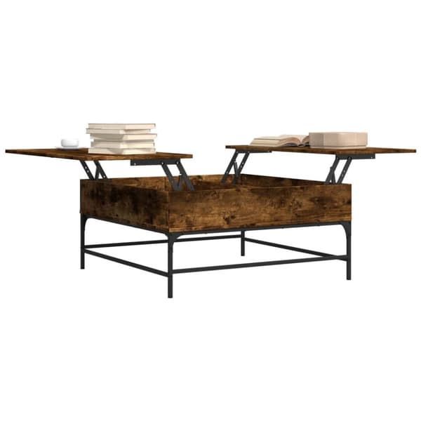 vidaXL sofabord 95x95x45 cm konstrueret træ og metal røget egetræ