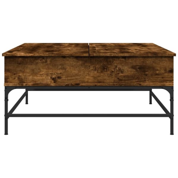 vidaXL sofabord 95x95x45 cm konstrueret træ og metal røget egetræ