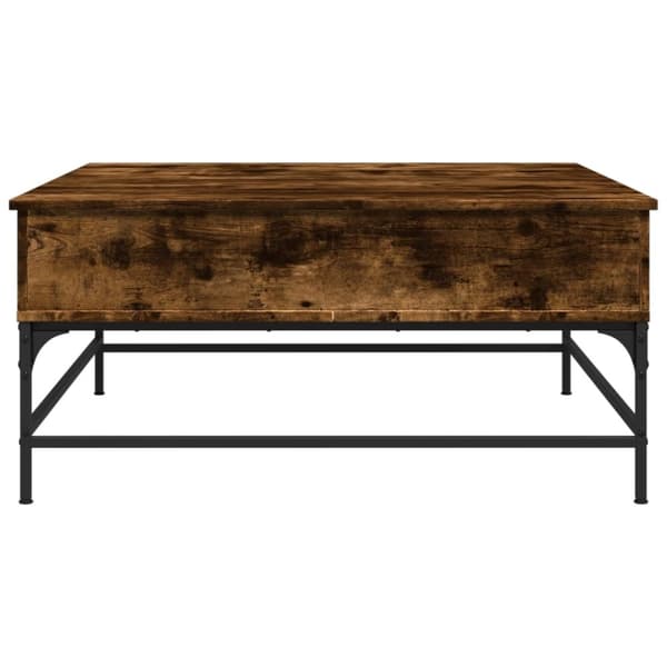 vidaXL sofabord 95x95x45 cm konstrueret træ og metal røget egetræ