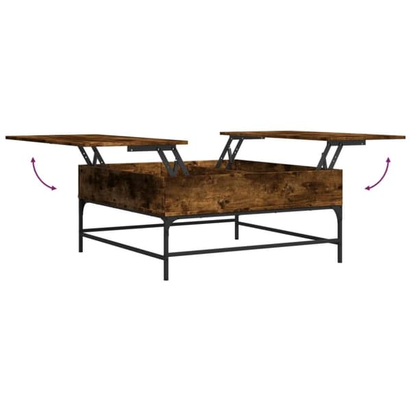 vidaXL sofabord 95x95x45 cm konstrueret træ og metal røget egetræ