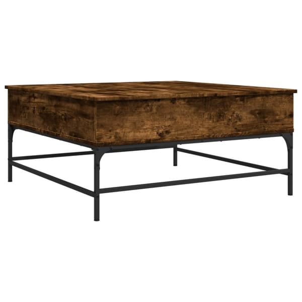 vidaXL sofabord 95x95x45 cm konstrueret træ og metal røget egetræ