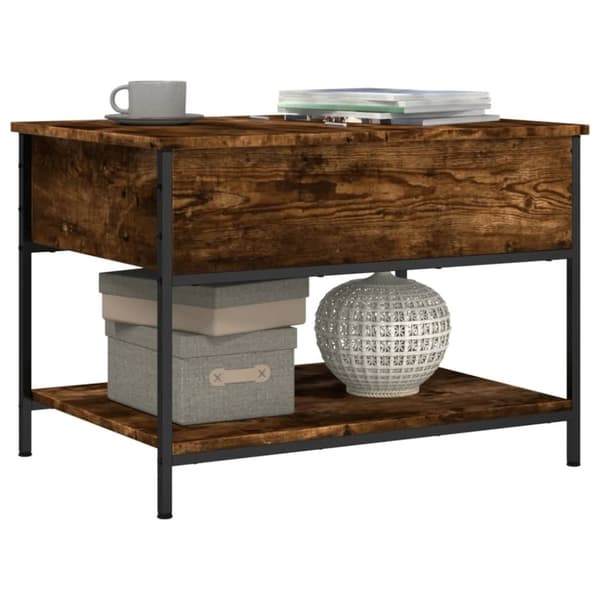 vidaXL sofabord 70x50x50 cm konstrueret træ og metal røget eg