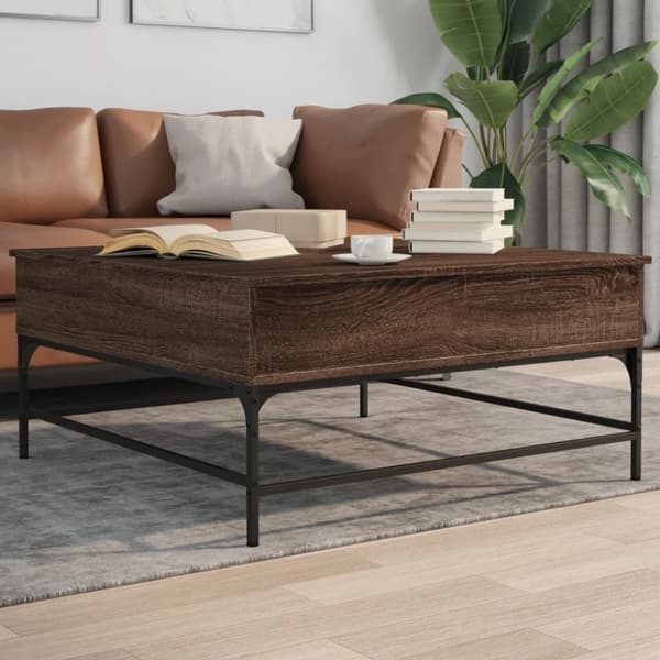 vidaXL Salongbord brun eik 95x95x45 cm konstruert tre og metall