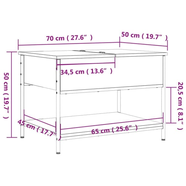 vidaXL sofabord 70x50x50 cm konstrueret træ sort