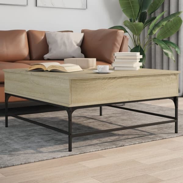 vidaXL Salongbord sonoma eik 95x95x45 cm konstruert tre og metall