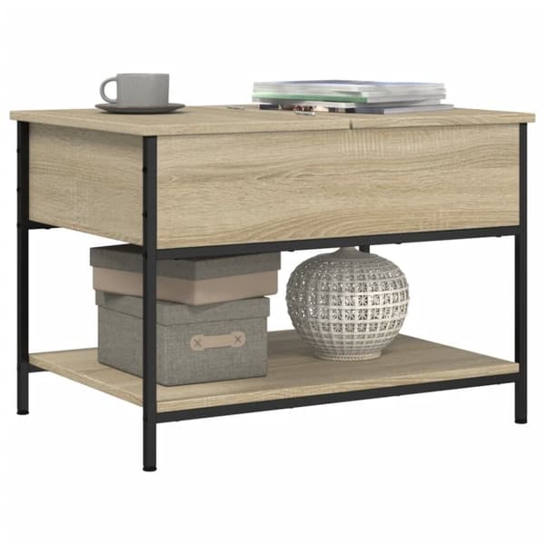 vidaXL sofabord 70x50x50 cm konstrueret træ og metal sonoma-eg