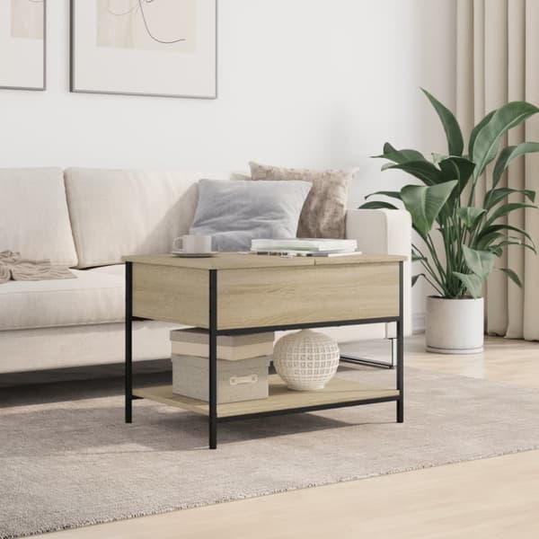 vidaXL sofabord 70x50x50 cm konstrueret træ og metal sonoma-eg