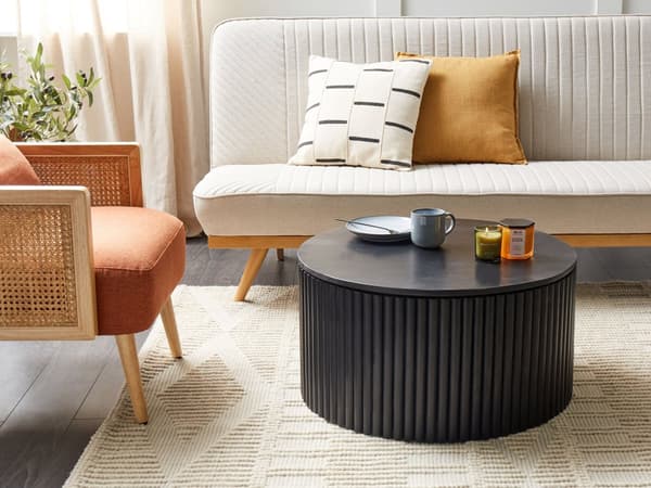 Sofabord Lyst tre MDF Gummitre ø 70 cm Med oppbevaring Klassisk Moderne design Stue