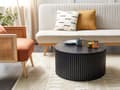 Miniatyrbilde 2 av 7: Sofabord Lyst tre MDF Gummitre ø 70 cm Med oppbevaring Klassisk Moderne design Stue