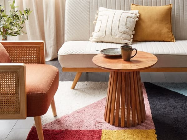 Spisebord Svart MDF Gummitre Ben 120 cm Rundt for 4 personer Moderne Spisestue