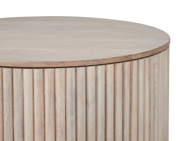 Sofabord Lyst Træ Mangotræ Understel ⌀ 70 cm med Opbevaring Klassisk Moderne Design