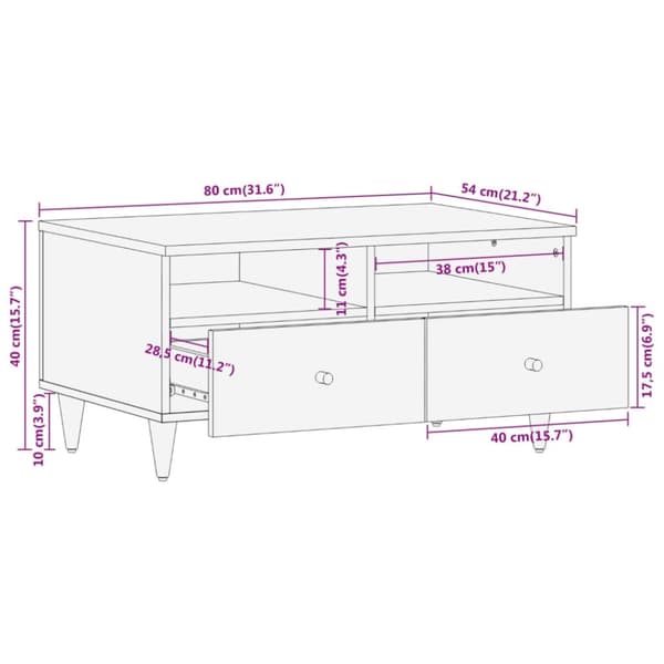 vidaXL sofabord 80x54x40 cm massivt mangotræ