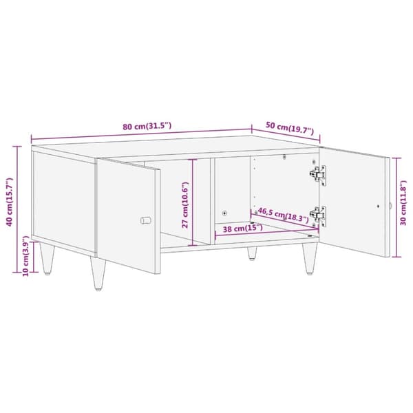 vidaXL Salongbord 80x50x40 cm heltre furu