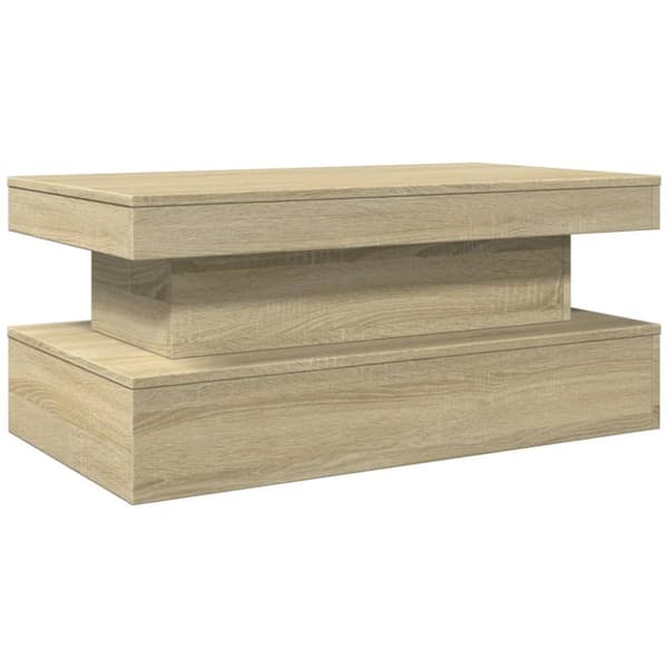 vidaXL sofabord med LED-lys 90x50x40 cm sonoma-eg