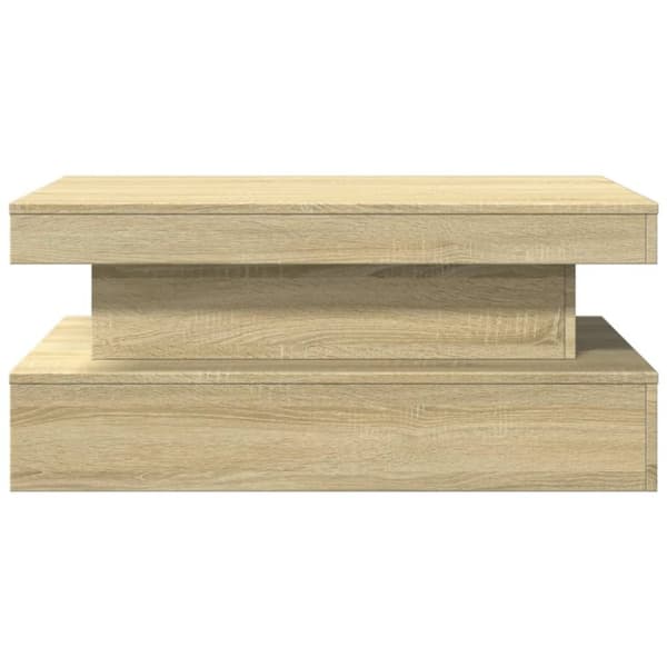 vidaXL sofabord med LED-lys 90x50x40 cm sonoma-eg