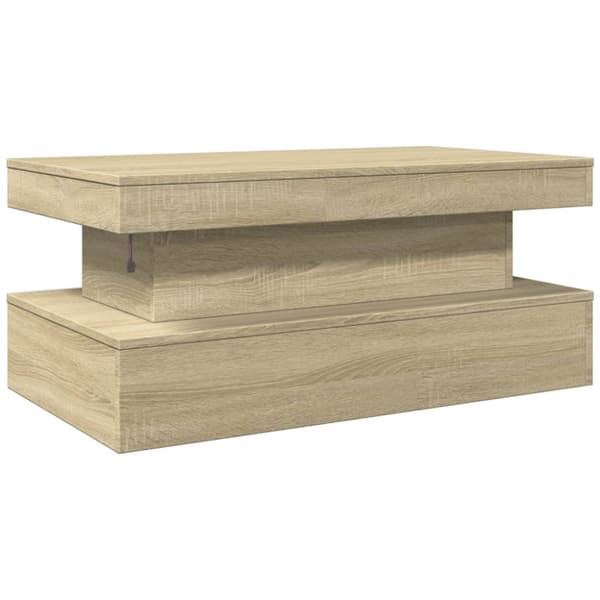 vidaXL sofabord med LED-lys 90x50x40 cm sonoma-eg