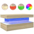 Miniatyrbillede 2 af 11: vidaXL sofabord med LED-lys 90x50x40 cm sonoma-eg