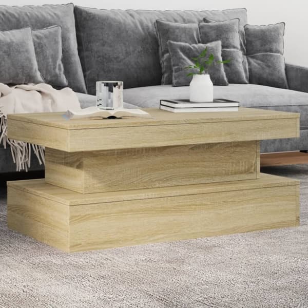vidaXL sofabord med LED-lys 90x50x40 cm sonoma-eg