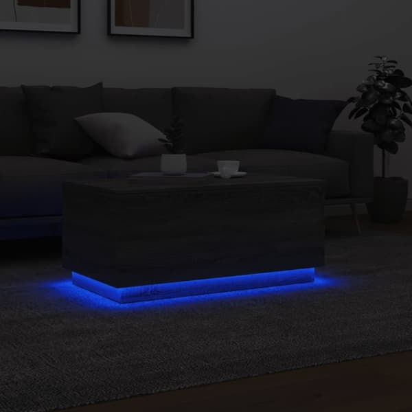 vidaXL sofabord med LED-lys 90x50x40 cm grå sonoma-eg
