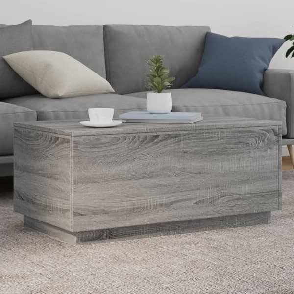 vidaXL sofabord med LED-lys 90x50x40 cm grå sonoma-eg