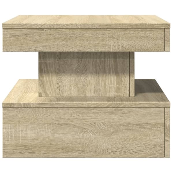 vidaXL Sohvapöytä LED-valoilla Sonoma-tammi 50x50x40 cm