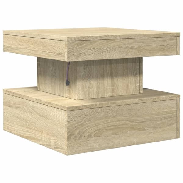 vidaXL Sohvapöytä LED-valoilla Sonoma-tammi 50x50x40 cm