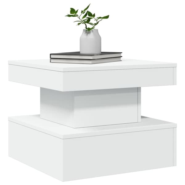vidaXL Soffbord med LED vit 50x50x40 cm