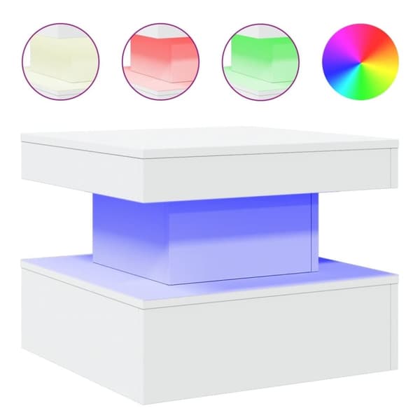 vidaXL Soffbord med LED vit 50x50x40 cm