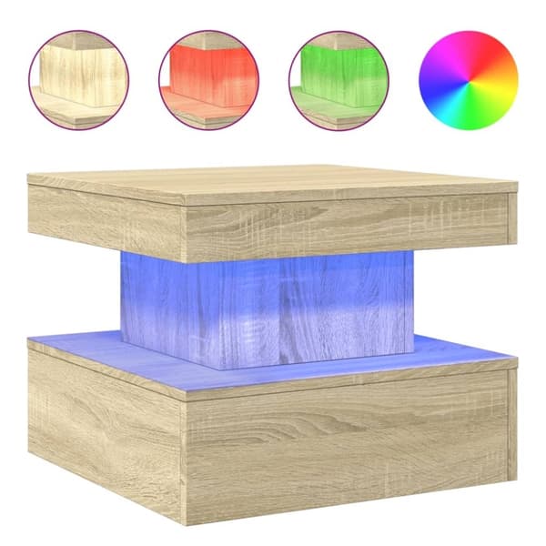 vidaXL Soffbord med LED sonoma-ek 50x50x40 cm