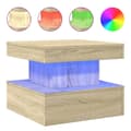 Miniatyrbild 2 av 11: vidaXL Soffbord med LED sonoma-ek 50x50x40 cm