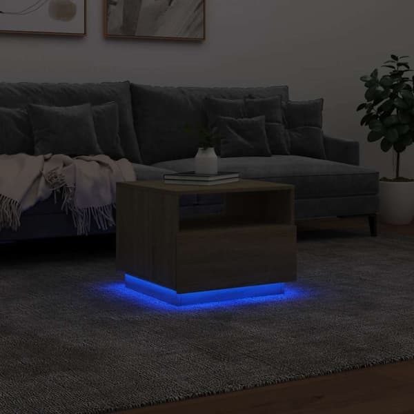 vidaXL Soffbord med LED sonoma-ek 50x49x40 cm