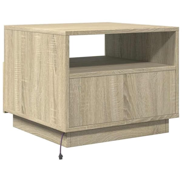 vidaXL Soffbord med LED sonoma-ek 50x49x40 cm