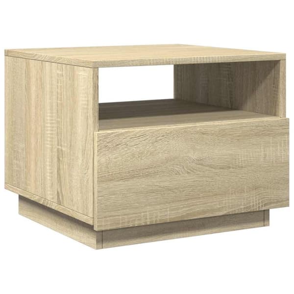 vidaXL sofabord med LED-lys 50x49x40 cm sonoma-eg