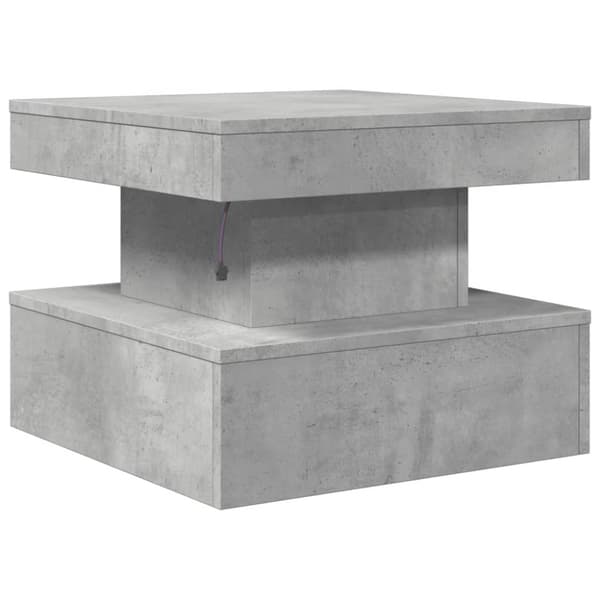 vidaXL Soffbord med LED betonggrå 50x50x40 cm
