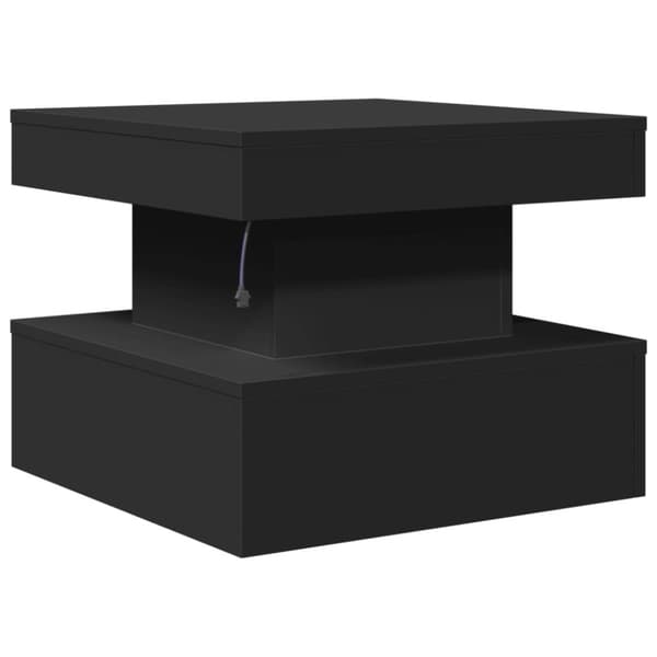 vidaXL sofabord med LED-lys 50x50x40 cm sort