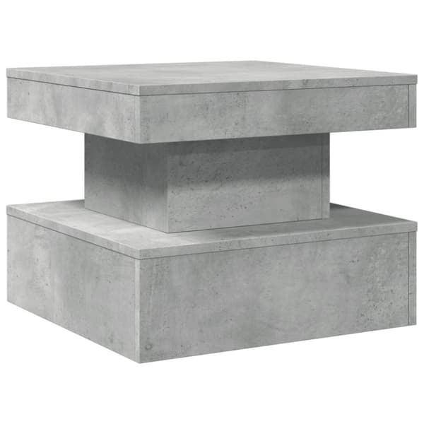 vidaXL Sohvapöytä LED-valoilla betoninharmaa 50x50x40 cm